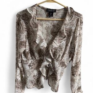 Rachel Zoe Patterned Ruffle Blouse